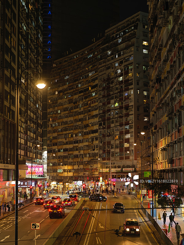 香港北角街道夜景图片素材