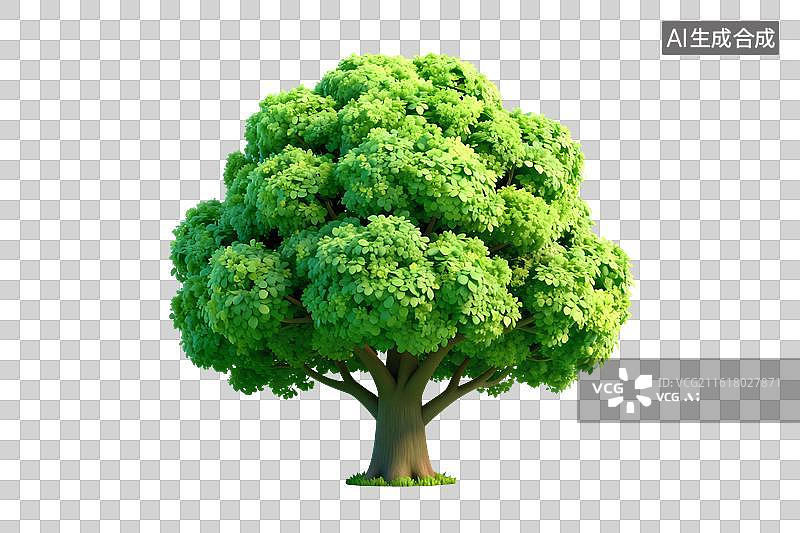 【AI数字艺术】卡通风格，一棵挺拔的大树PNG格式的免扣元素图片素材