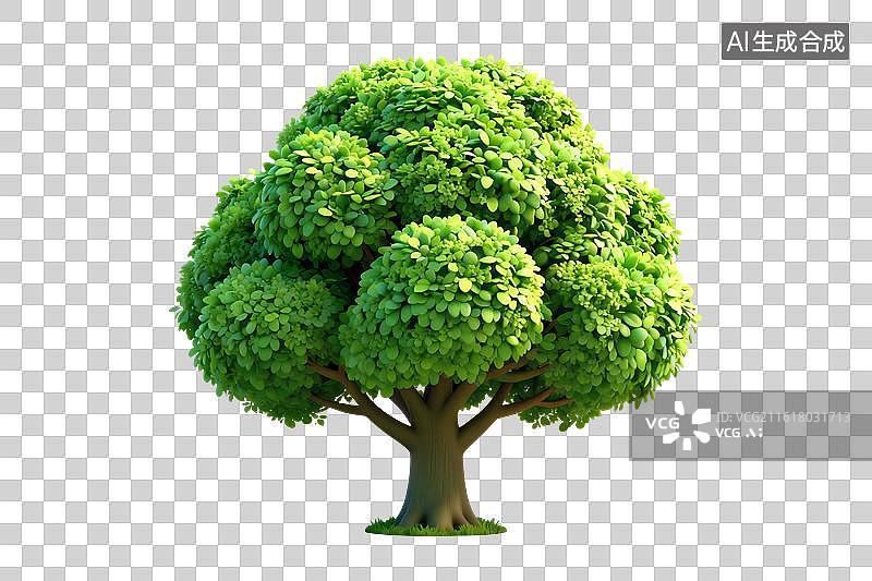 【AI数字艺术】卡通风格，一棵高大的大树PNG格式的免扣元素图片素材
