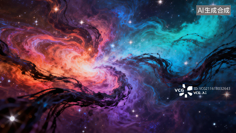 【AI数字艺术】星云宇宙色彩漩涡图片素材