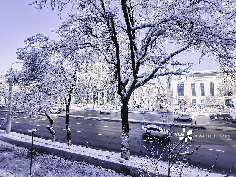 塔什干冬雪街景图片素材