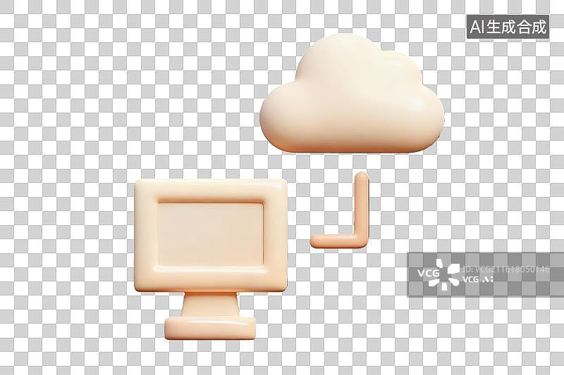 【AI数字艺术】电脑与云朵连接图标图片素材