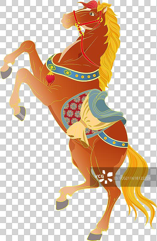 国潮国风手绘马年插画骏马图片素材