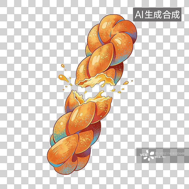 【AI数字艺术】麻花小吃插画图片素材