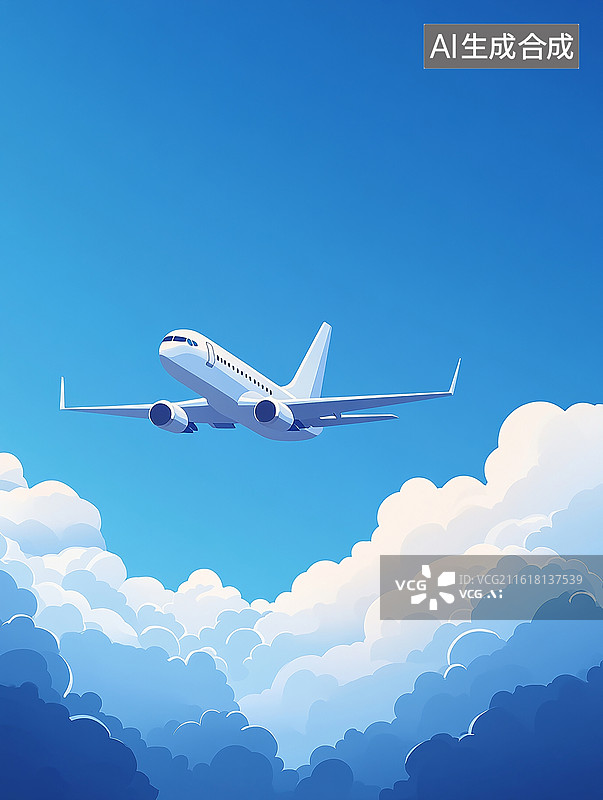 【AI数字艺术】卡通飞机飞行插画图片素材