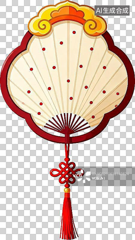 【AI数字艺术】中国传统折扇配中国结流苏图片素材