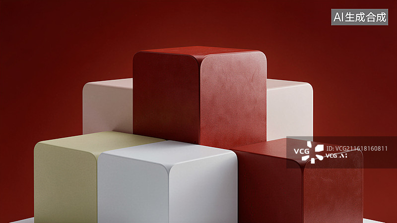 【AI数字艺术】多色立方体组合展示图片素材
