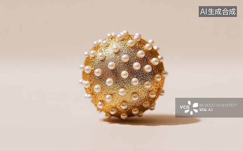 【AI数字艺术】金色珍珠装饰球图片素材