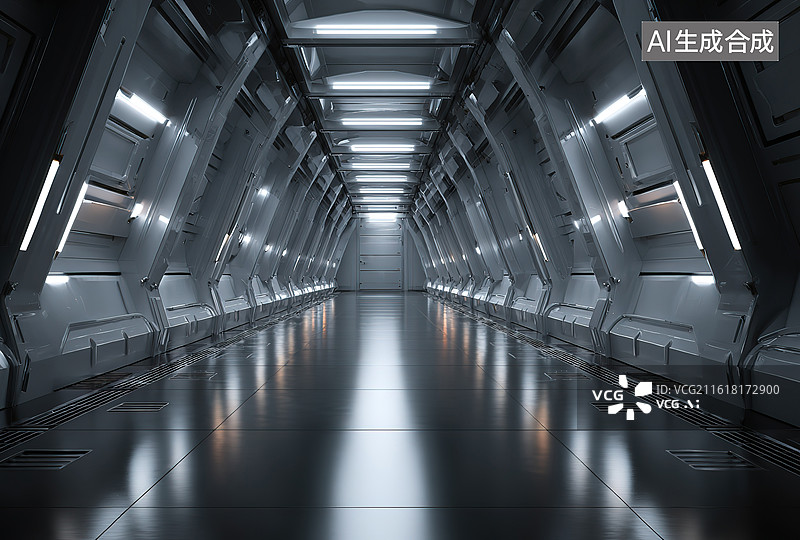 【AI数字艺术】未来科技走廊图片素材