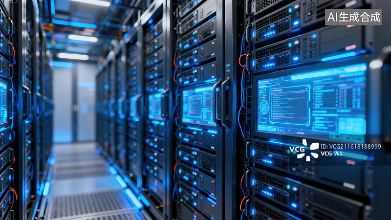 【AI数字艺术】数据中心服务器机柜图片素材