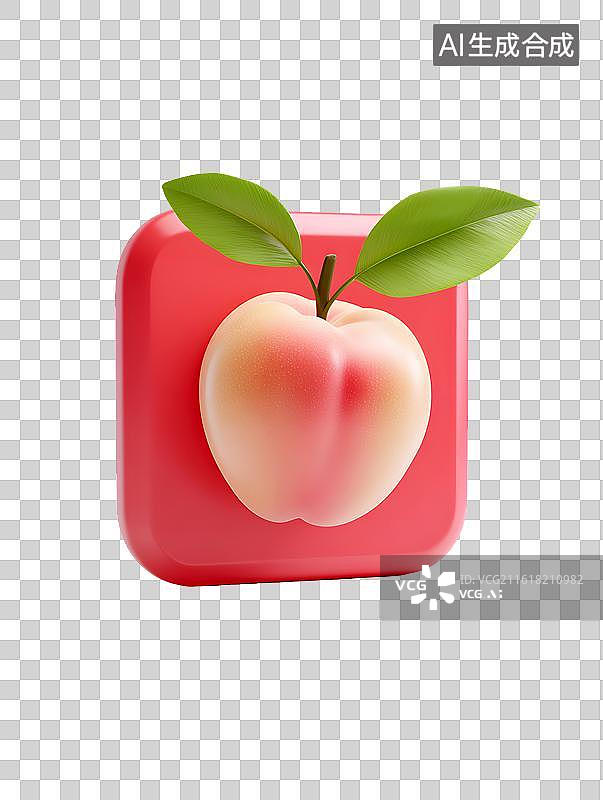 【AI数字艺术】桃子在红色标签上图片素材