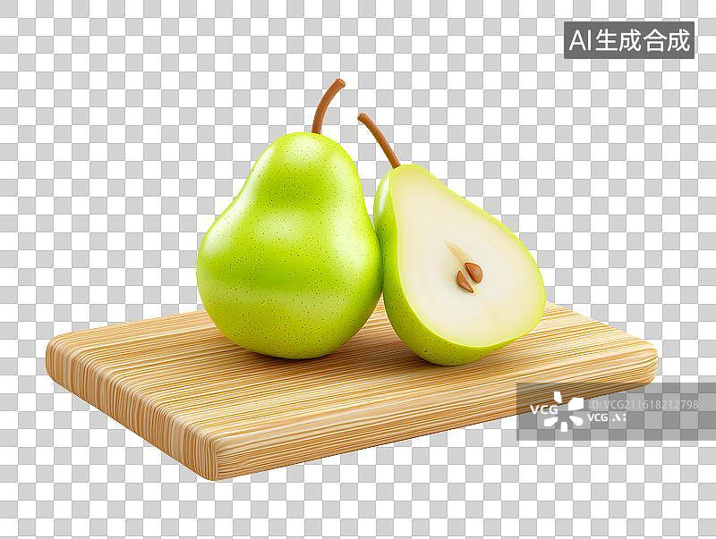 【AI数字艺术】餐板上放着新鲜的梨图片素材