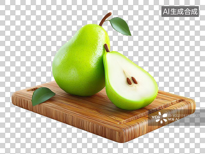 【AI数字艺术】餐板上放着新鲜的梨图片素材