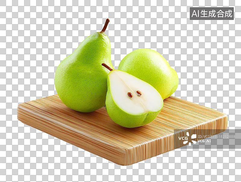 【AI数字艺术】餐板上放着新鲜的梨图片素材