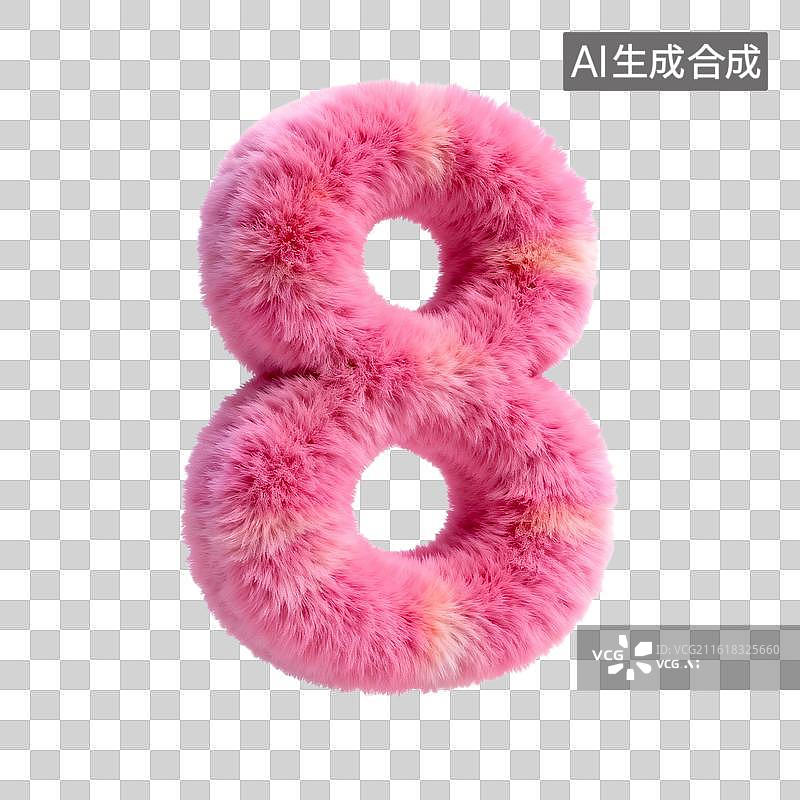 【AI数字艺术】毛绒玩具粉色数字8图片素材