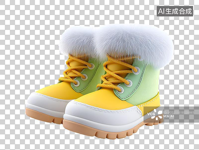 【AI数字艺术】一双卡通雪地靴图片素材