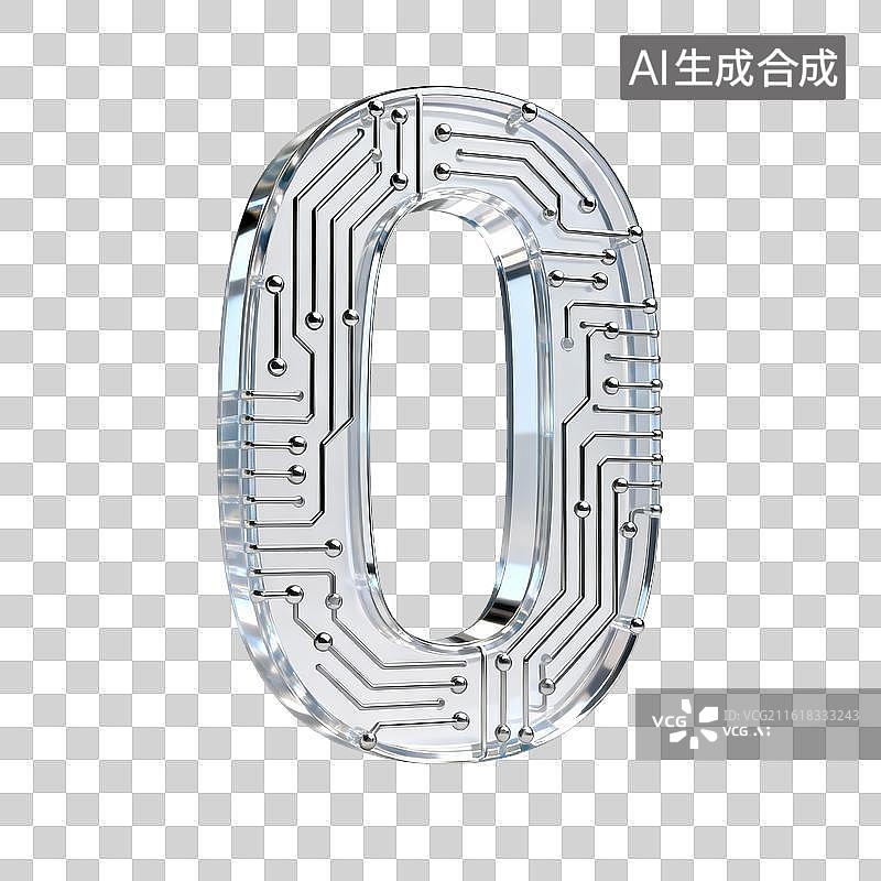 【AI数字艺术】透明电路板数字0图片素材