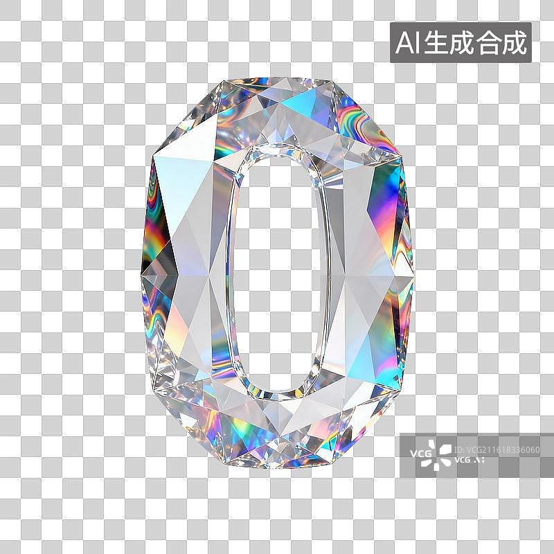 【AI数字艺术】水晶钻石数字0图片素材