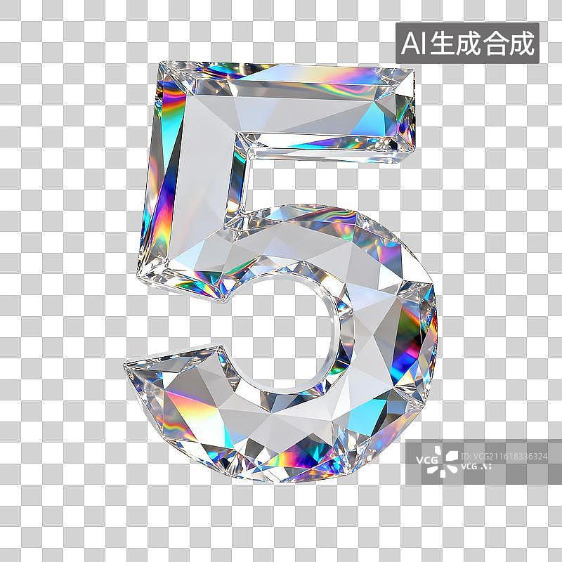 【AI数字艺术】水晶钻石数字5图片素材