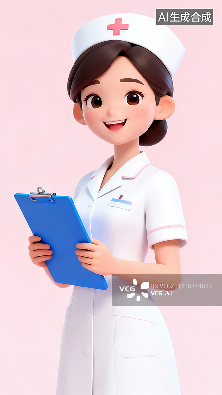 【AI数字艺术】卡通护士简约背景图片素材