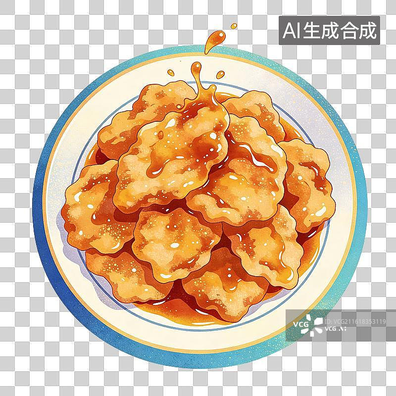 【AI数字艺术】锅包肉插画图片素材