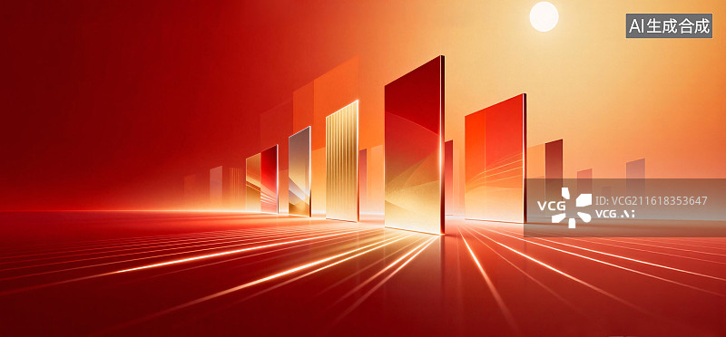 【AI数字艺术】会议背景抽象空间图片素材