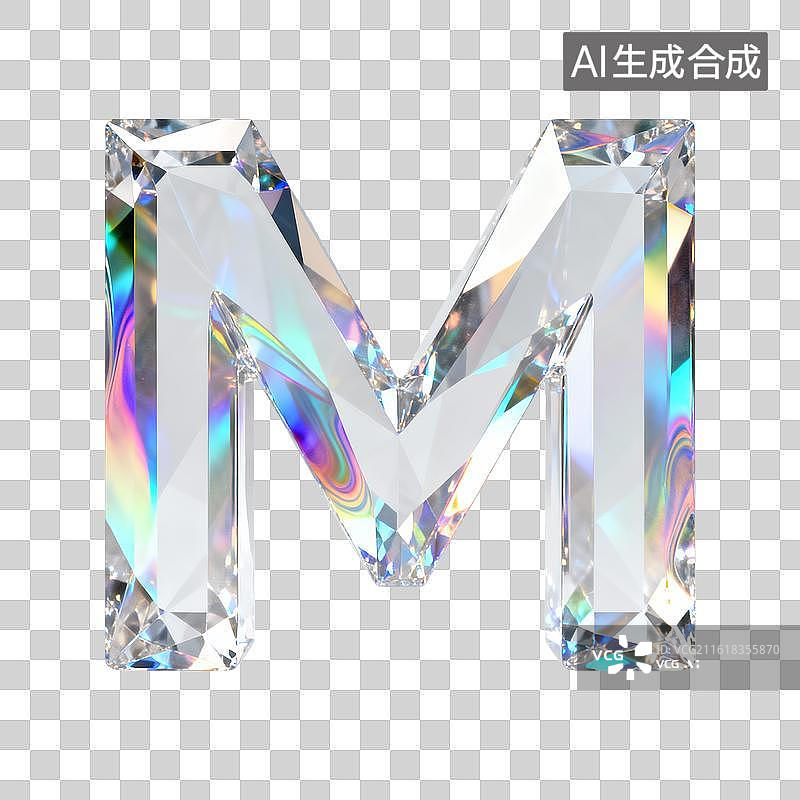 【AI数字艺术】3D水晶字母m图片素材