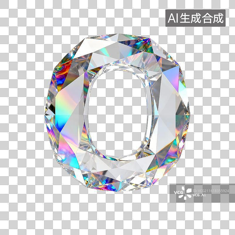 【AI数字艺术】3D水晶字母o图片素材