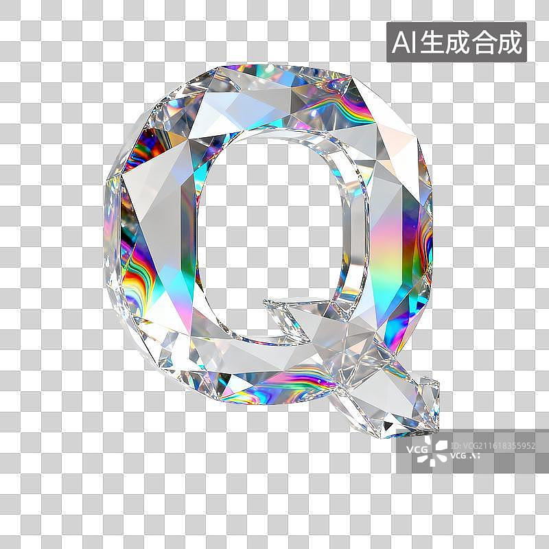 【AI数字艺术】3D水晶字母q图片素材