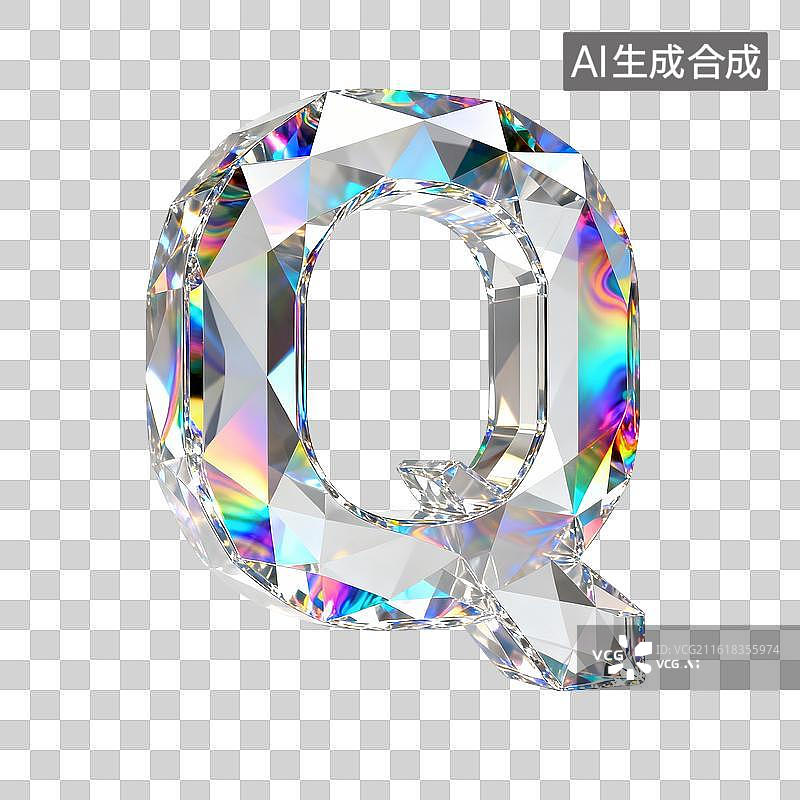【AI数字艺术】3D水晶字母q图片素材
