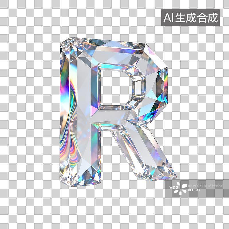 【AI数字艺术】3D水晶字母r图片素材