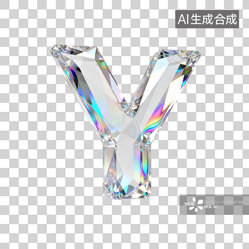 【AI数字艺术】3D水晶字母y图片素材