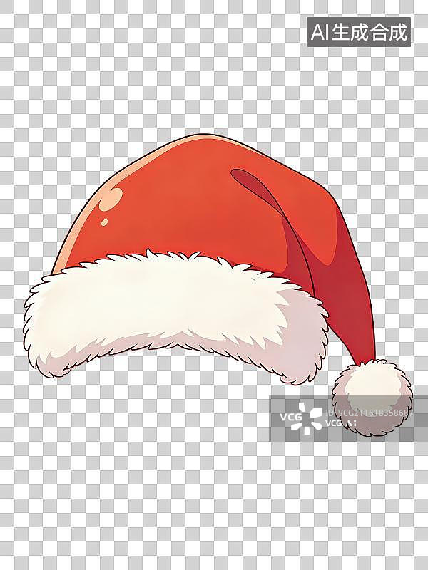 【AI数字艺术】3D渲染免抠图形元素红色毛绒圣诞帽图片素材