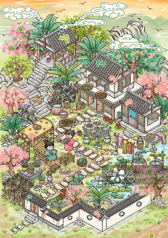 我的夏日小院图片素材