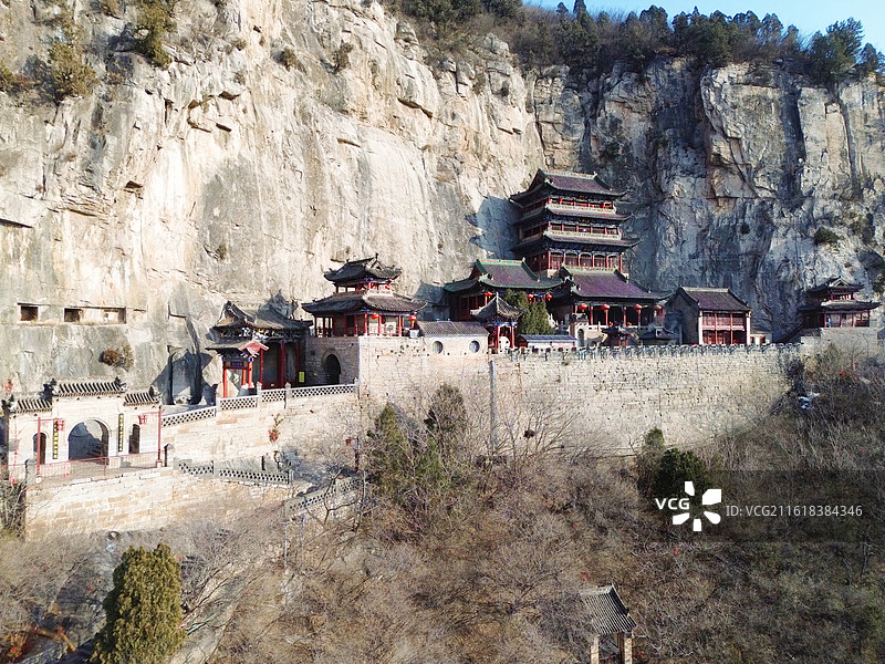 邯郸娲皇宫建筑群航拍， 全国规模最大、时间最早、影响地域最广的奉祀女娲的历史文化遗存，被誉华夏祖庙图片素材