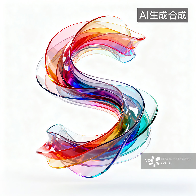 【AI数字艺术】彩虹渐变流体字母s图片素材
