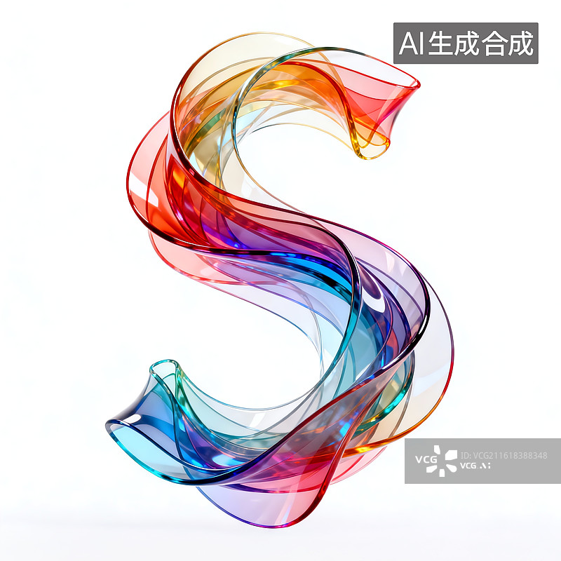 【AI数字艺术】彩虹渐变流体字母s图片素材