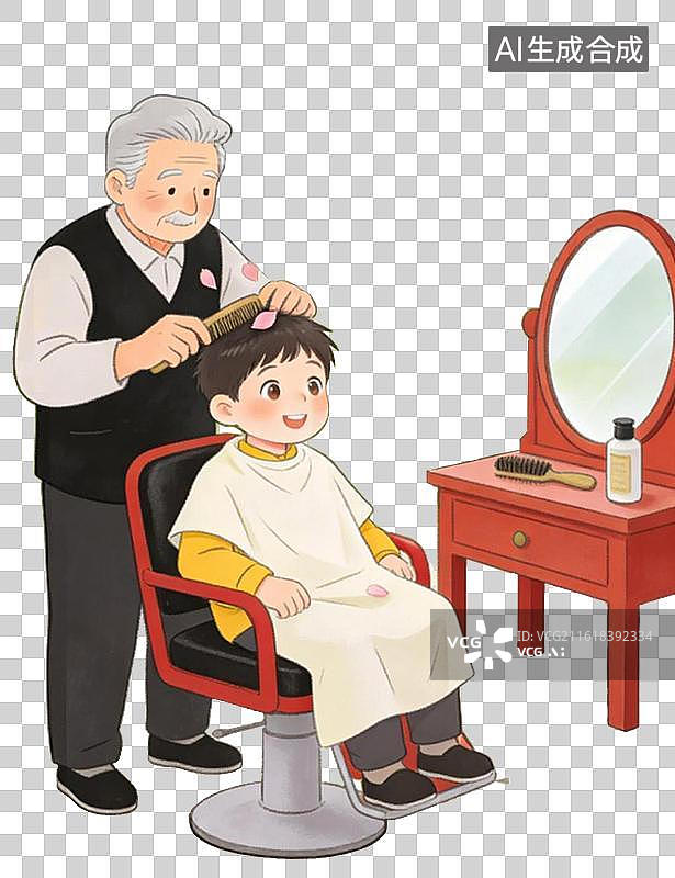 【AI数字艺术】龙抬头剪头发场景图片素材