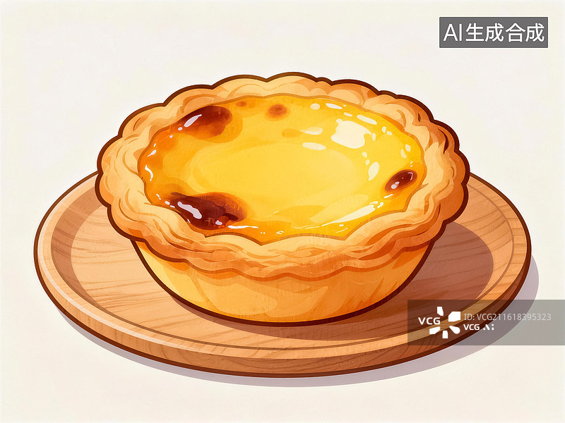 【AI数字艺术】手绘蛋挞美食插画图片素材