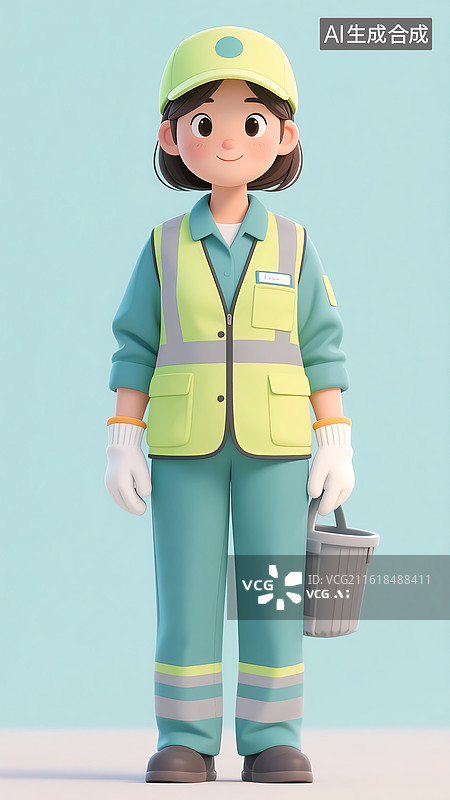 【AI数字艺术】家政保洁人物插画图片素材