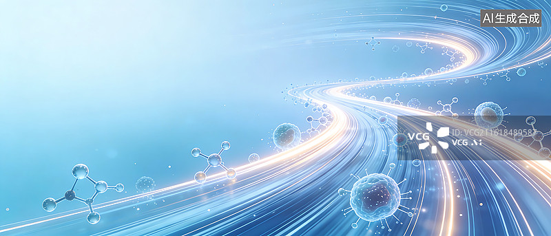 【AI数字艺术】抽象分子细胞美妆医疗背景图片素材