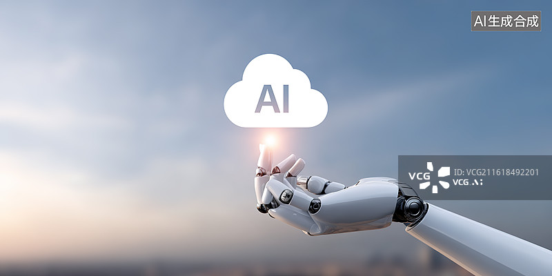 【AI数字艺术】人工智能机器人AI大数据云计算概念科技风插画图片素材