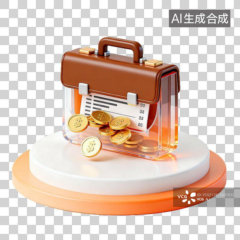 【AI数字艺术】商务科技风磨砂玻璃质感金融插画元素图片素材