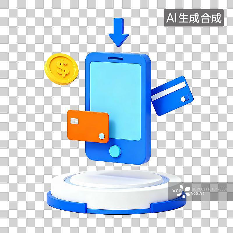 【AI数字艺术】商务科技风磨砂玻璃质感金融插画元素图片素材