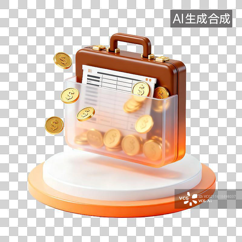 【AI数字艺术】商务科技风磨砂玻璃质感金融插画元素图片素材