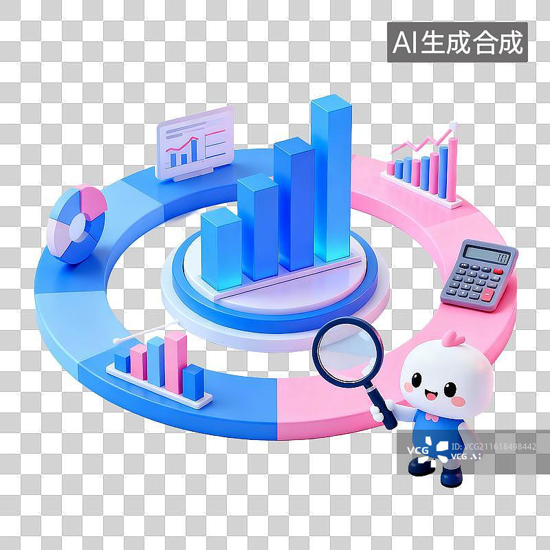 【AI数字艺术】商务科技风磨砂玻璃质感金融插画元素图片素材