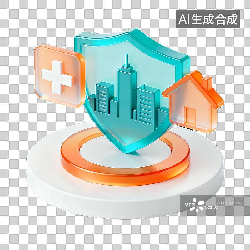 【AI数字艺术】商务科技风磨砂玻璃质感金融插画元素图片素材