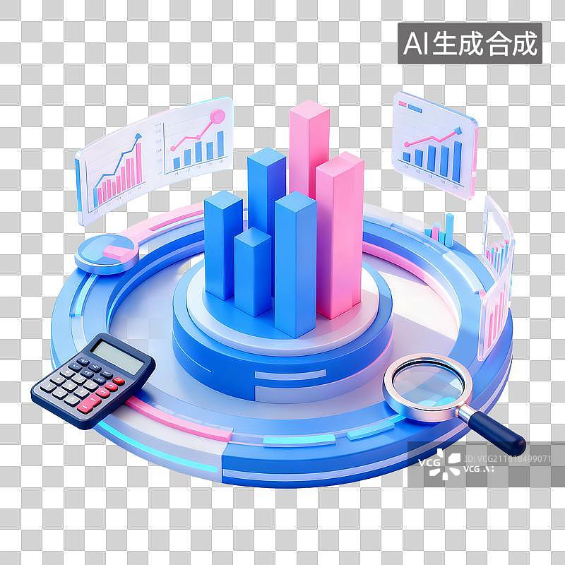 【AI数字艺术】商务科技风磨砂玻璃质感金融插画元素图片素材
