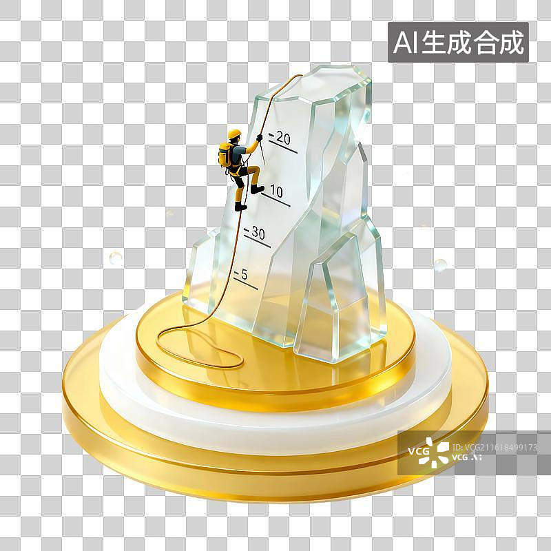 【AI数字艺术】金色华丽科技感玻璃金融插画元素图片素材