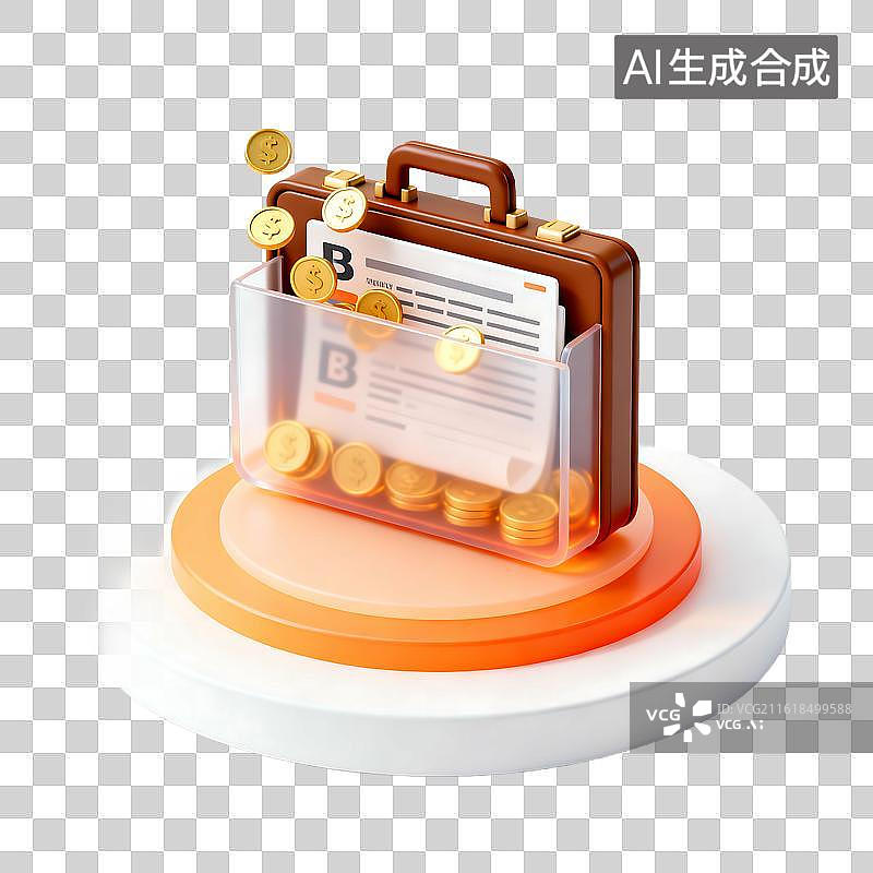 【AI数字艺术】商务科技风磨砂玻璃质感金融插画元素图片素材